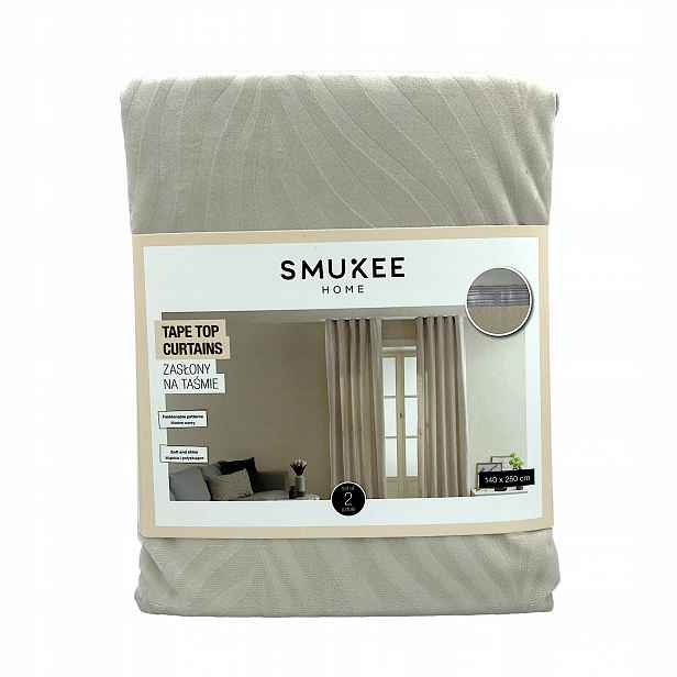 Smukee Dekorativní záclony se vzorem na pásce 140 x 250 cm 2 ks béžové 245