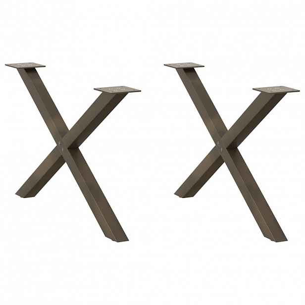 vidaXL Nohy konferenčního stolku ve tvaru X, 2 ks, přírodní ocel, 70 x (42-43) cm, ocel