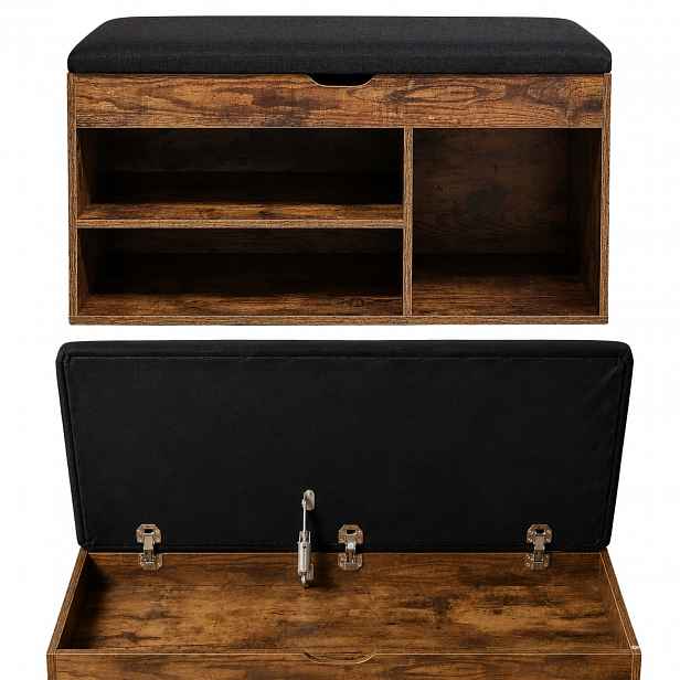Botník S Sedákem 80X30X43 CM, Tmavě Hnědá Mdf, Do Předsíně