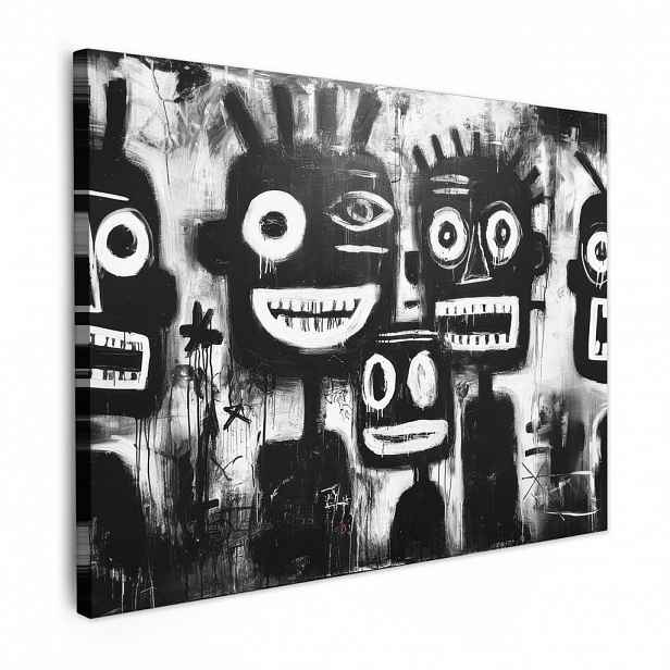 MuchoWow OBRAZ NA PLÁTNĚ Malba - Figury - černá - abstraktní 40x30 cm