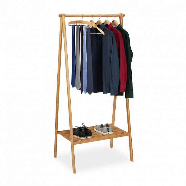 Relaxdays STOJAN Přírodní bambus skládací s policí 170 cm