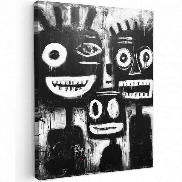 MuchoWow OBRAZ NA PLÁTNĚ Malba - Figury - černá - abstraktní 30x40 cm