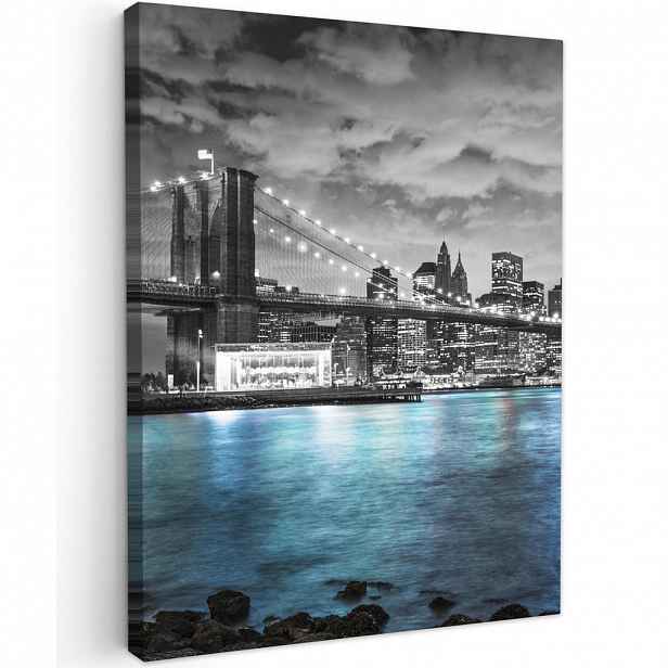 MuchoWow OBRAZ NA PLÁTNĚ New York - panorama - město - modrá 60x80 cm