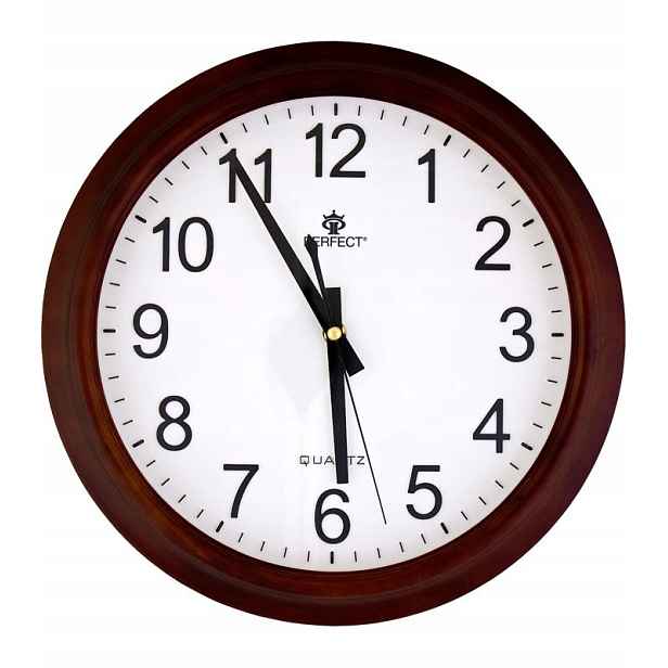 Nástěnné hodiny Perfect PW915 Dřevěné 35 cm Tichý Křemenný Retro