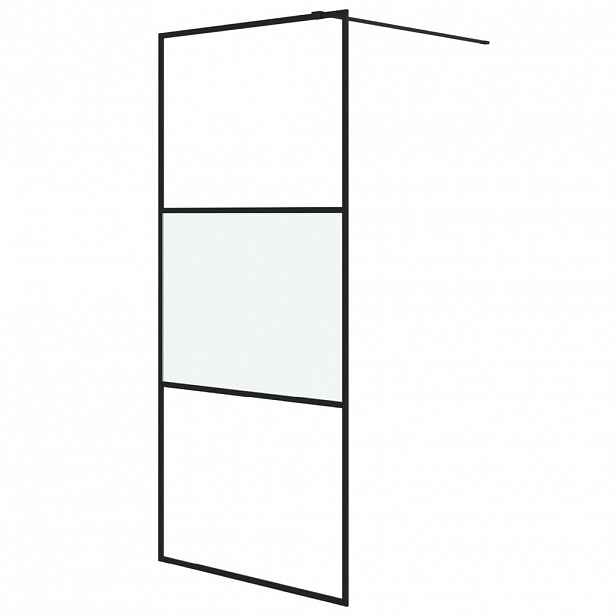 vidaXL Sprchová zástěna walk-in černá 90x195 cm napůl mléčné ESG sklo
