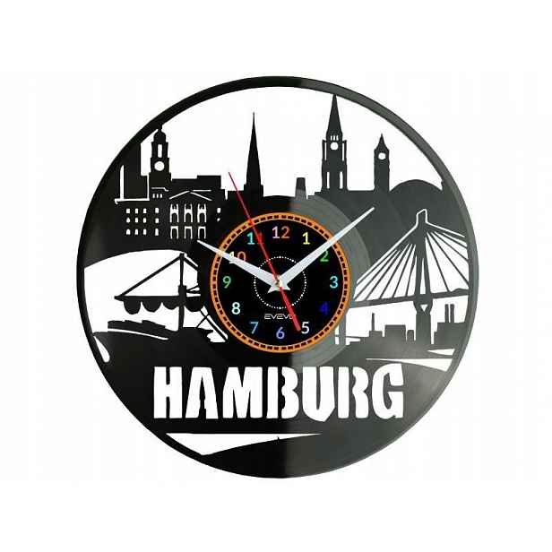 Hamburk Dárek Originální dekorace do domu Hodiny z vinylové desky