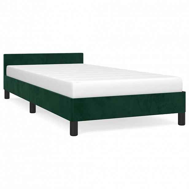 vidaXL Rám postele bez matrace tmavě zelená 100 x 200 cm samet