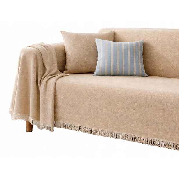 Bavlněný přehoz 180x260 béžový Měkký elegantní na postel i pohovku