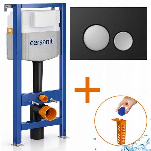 Cersanit Mechanický rám Aqua 50 Set matný chrom černý Tlačítko Luna