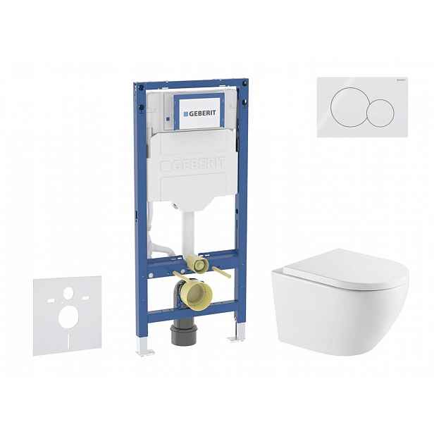 Geberit Duofix - Set předstěnové instalace, klozetu Oudee a sedátka softclose, tlačítko Sigma01, alpská bílá SANI11CA31128