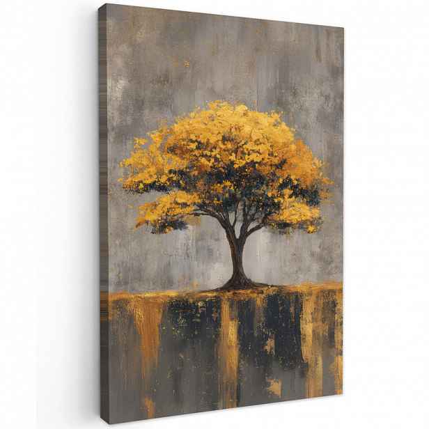 MuchoWow OBRAZ NA PLÁTNĚ Strom - listy - zlaté - abstraktní 40x60 cm