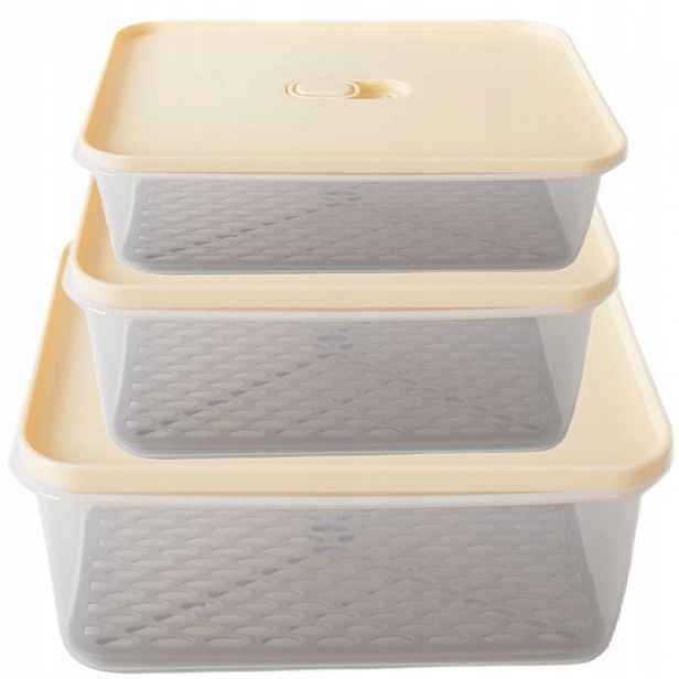 Obdélníkové Nádoby Na Potraviny, Obědový Box S Podložkou, Sada 3 Ks, 4,4/2/1 L