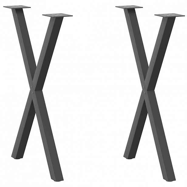 vidaXL Nohy k jídelnímu stolu ve tvaru X, 2 ks, antracitové, 50 x (72-73) cm, ocel