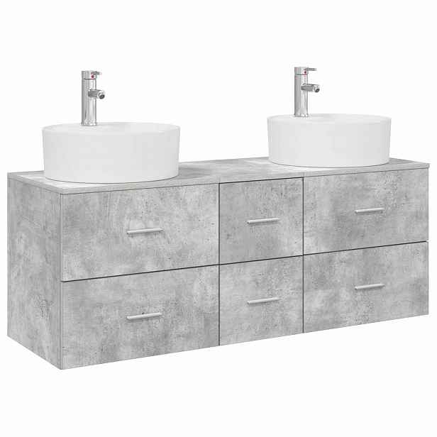 vidaXL Sada koupelnového nábytku 3 ks Betonově šedá 129 x 44,5 x 80 cm
