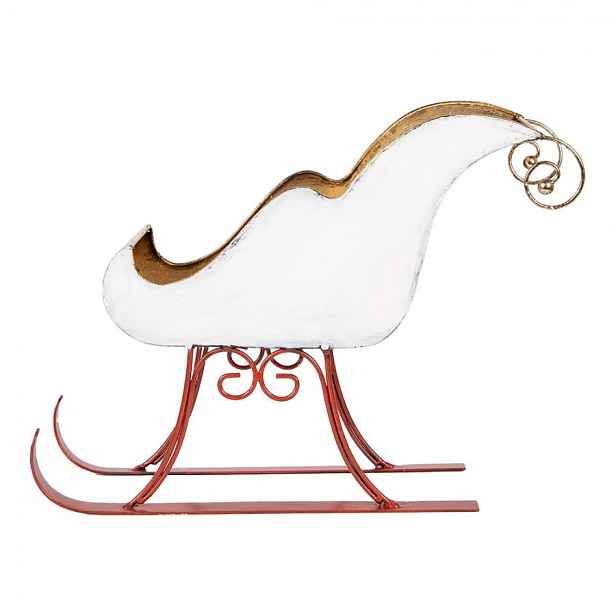 Bílo-zlaté kovové sáně Christmas Sleigh - 38*15*28 cm Clayre & Eef