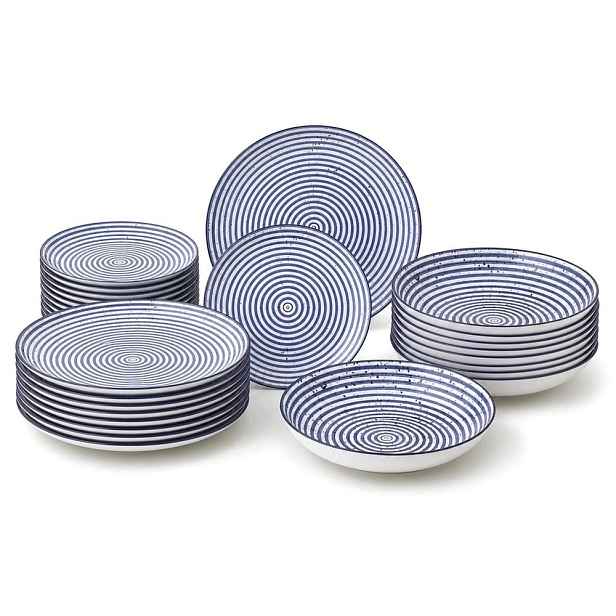 Obědová sada pro 12 osob 36 el. Porcelánová modrá s pruhy