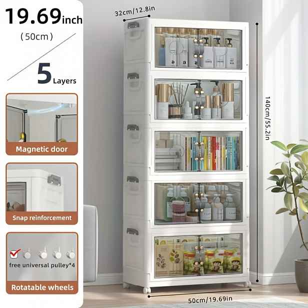 TEMU 48QT Stohovatelné Úložné Koše s Víkem, Organizéry do Skříně a Úložné Boxy s Uzamykatelnými Kolečky, Plastové Skládací Kontejnery pro Organizaci