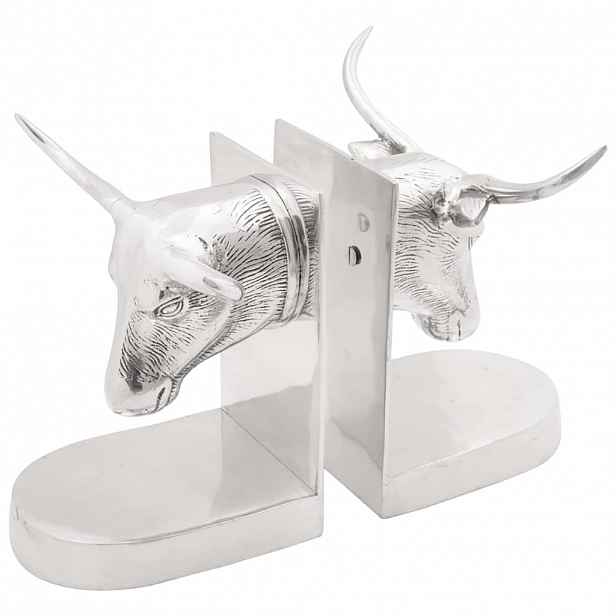 vidaXL Zarážky na knihy 2 ks Stříbrná 21,5 x 15,5 x 20 cm Hliník