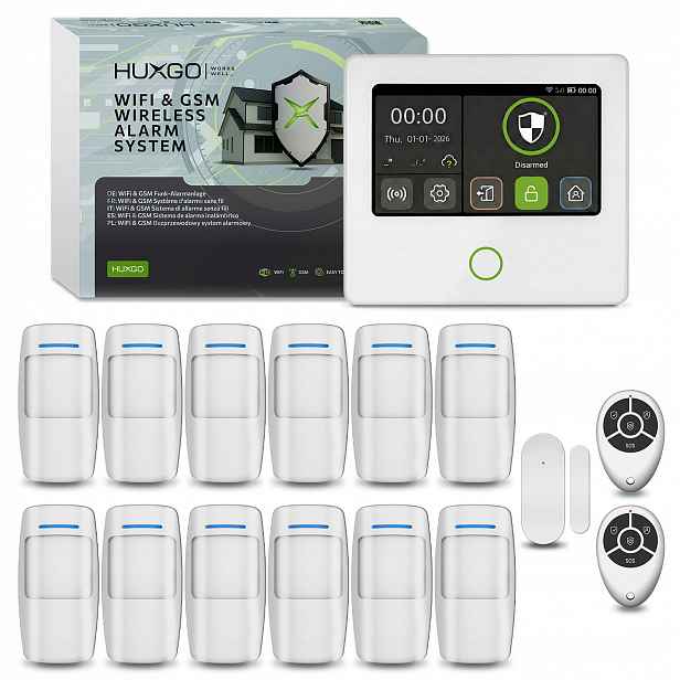 Bezdrátový alarm WiFi Gsm 4G s aplikací Tuya, Huxgo HXA502 4G W