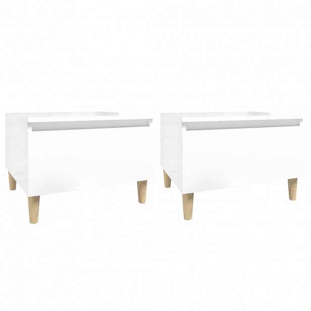 vidaXL Odkládací stolky 2 ks lesklé bílé 50x46x35 cm kompozitní dřevo
