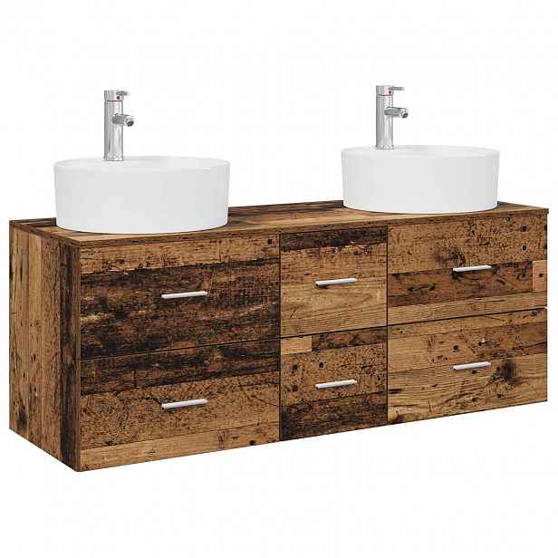 vidaXL Sada koupelnového nábytku 3 ks Staré dřevo 49,5 x 44,5 x 65 cm