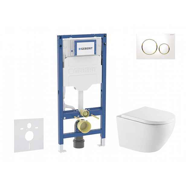 Geberit Duofix - Set předstěnové instalace, klozetu Oudee a sedátka softclose, tlačítko Sigma20, bílá/pozlacená SANI11CA31132