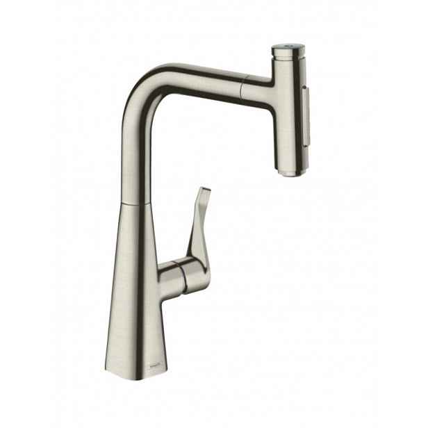 Hansgrohe M71 - Dřezová baterie Metris Select s výsuvnou sprškou, vzhled nerezu 73822800