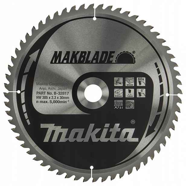 Kotouč na dřevo pro úkosovačku 305 x 30 60 zubů Makblade Makita