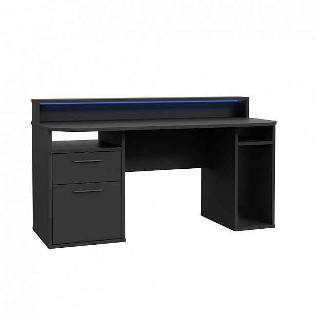 STŮL NA HERNÍ PC, černá, 160/72/91 cm