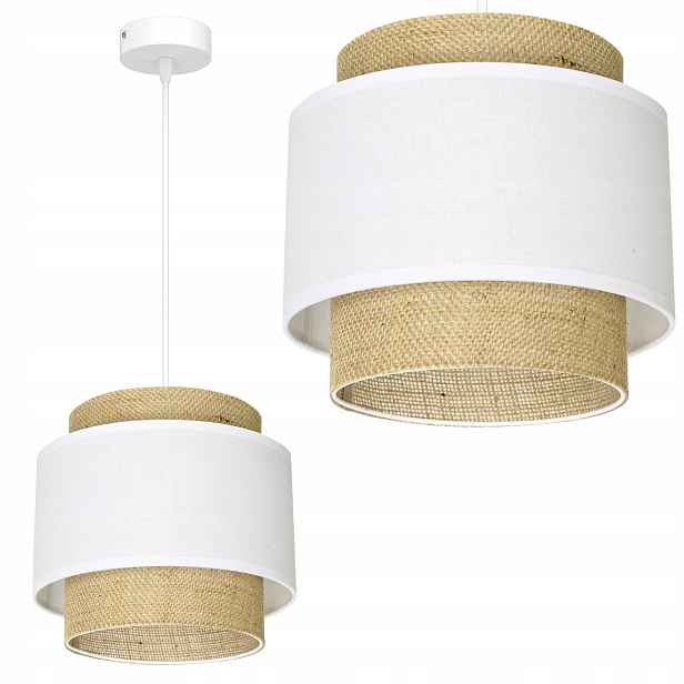 Závěsná Stropní Lampa Jutová Boho Juta Dvojitá Polská Lampa Etno E27 Led
