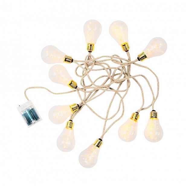 Butlers BULB LIGHTS Světelný řetěz s USB žárovky 10 světel - přírodní