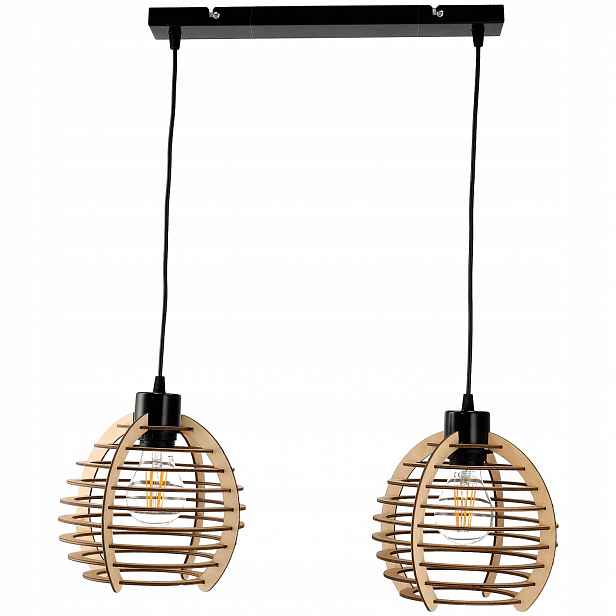 Závěsná lustrová lampa s závěsným stropním stínidlem, dřevo