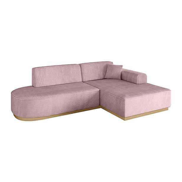 ALTDECOR ROHOVÁ SEDAČKA s otomanem, pravá IREA-L1-v2 232x165x80 Růžová Manšestr