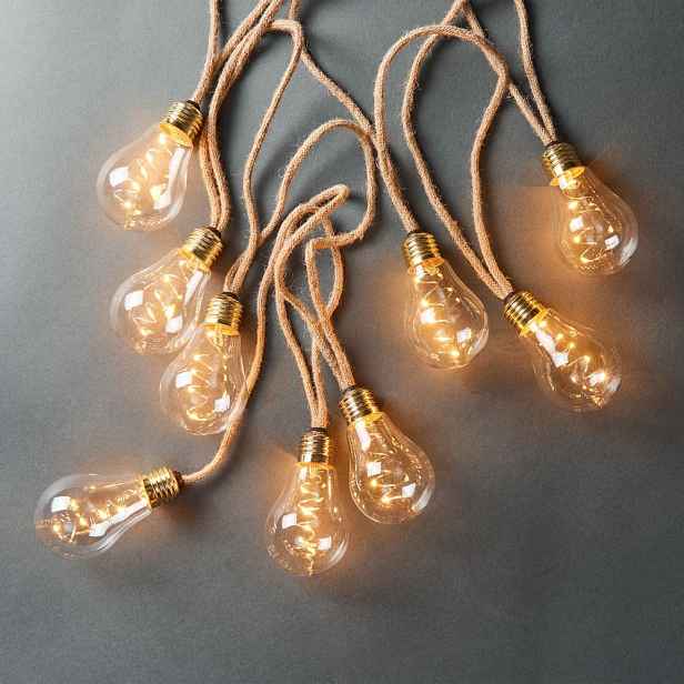 Butlers BULB LIGHTS Světelný řetěz s USB žárovky 10 světel - přírodní