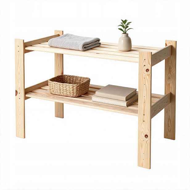 Dřevěný regál do garáže 59,2x100x47,3 cm z masivního dřeva Leo