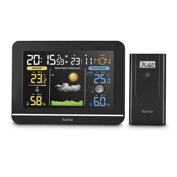 Hama Usedom, meteostanice, bezdrátový senzor, barevný VA displej, síťový zdroj, baterie