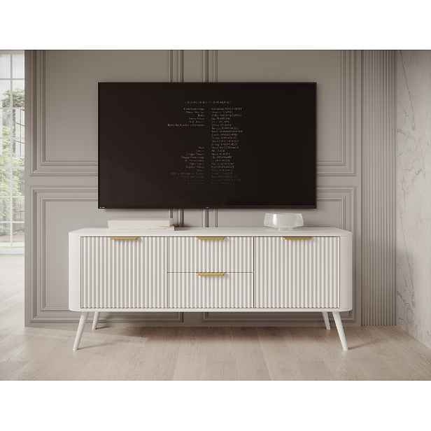 Televizní stolek Chavelle Barva korpusu: Bílá, Dveře: Bíle mat