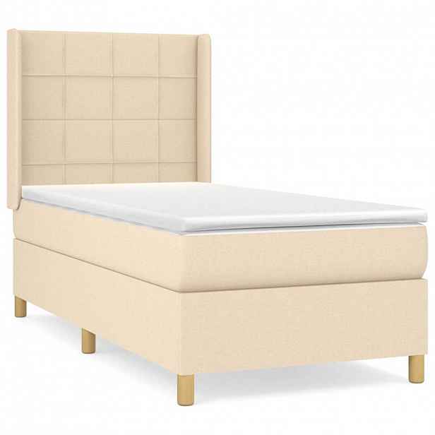 vidaXL Box spring postel s matrací krémová 90x190 cm textil