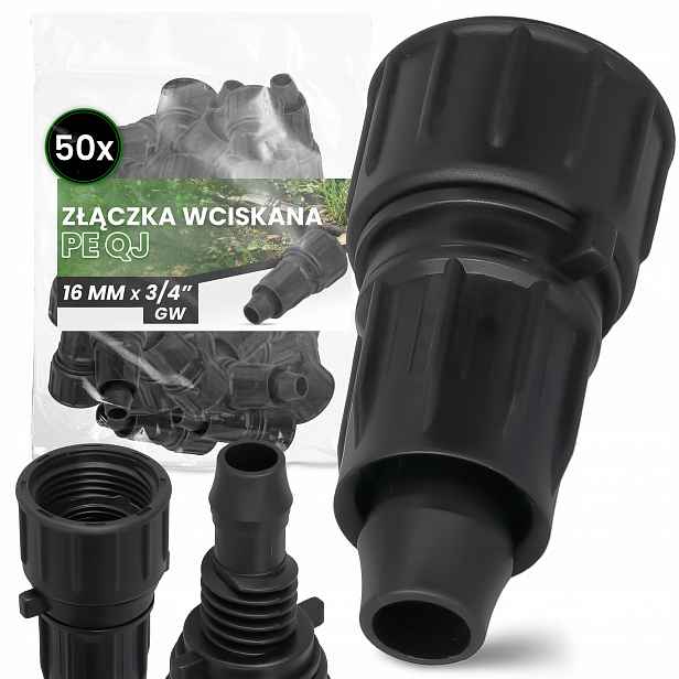 50x Pe Spojka 16x3/4 Gw Spojka Konektor Qj Připojení zavlažovací linky 9A-T