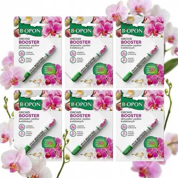 6 x Aktivátor Růstu Květinových Výhonků Orchidejí Biopon Orchid Booster