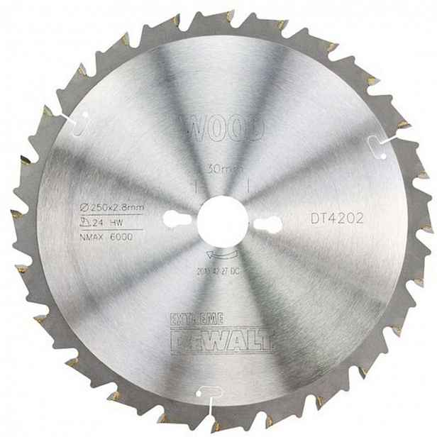DeWALT - Pilový kotouč na dřevo 250x30 mm, 24 zubů DT4202