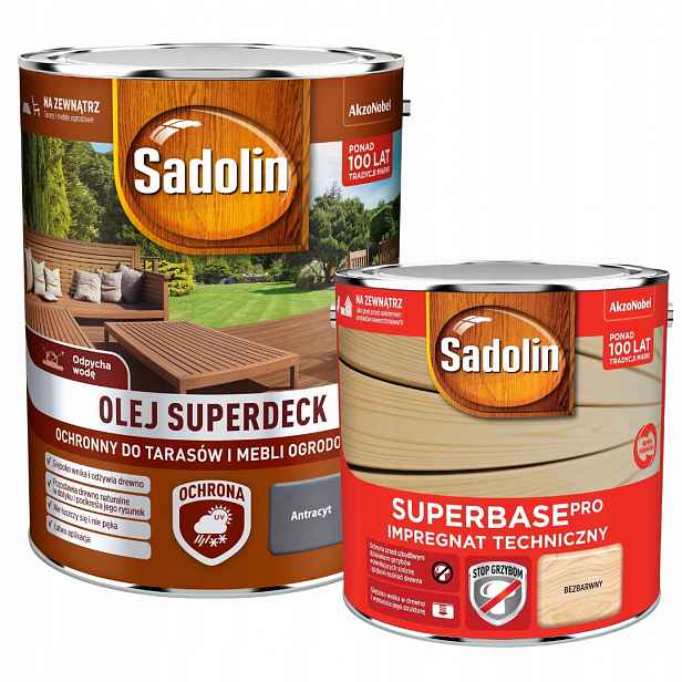 Sadolin Olej Superdeck Na Terasy 5L Antracit+ Sadolin Superbase Grunt 2,5L