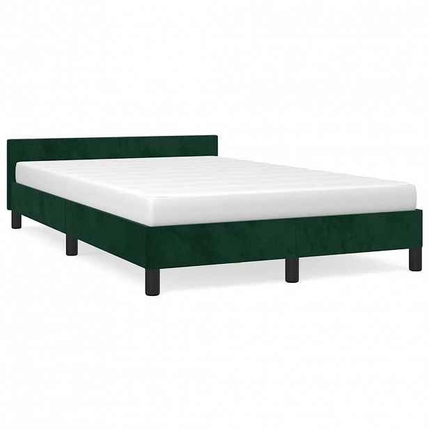 vidaXL Rám postele bez matrace tmavě zelená 120 x 200 cm samet