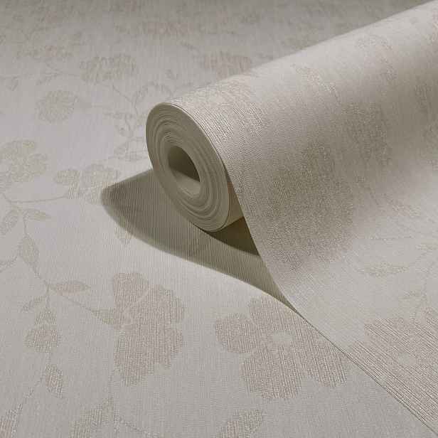 Béžová vinylová tapeta na flizelině s květinami, třpytky, glamour tapety
