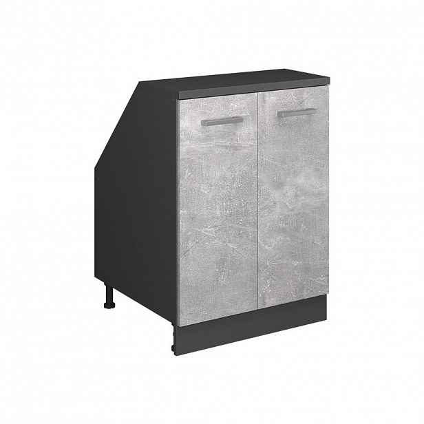 Vicco KUCHYŇSKÁ SKŘÍŇKA POD ŠIKMOU STŘECHU R-Line Beton 60 cm se 2 dveřmi, korpus skříně hloubka 60 cm