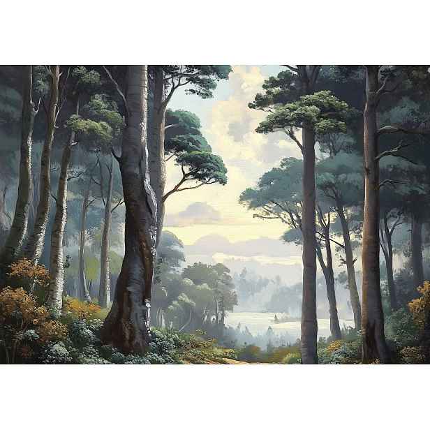Fototapeta Lesní perspektiva Mlhavé ráno v lese 200x140 lepidlo