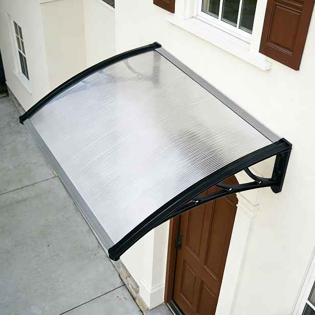 Hliníkový vchodový přístřešek BestBerg BBDA-1012B / 120 x 100 cm / stříbrná/černá