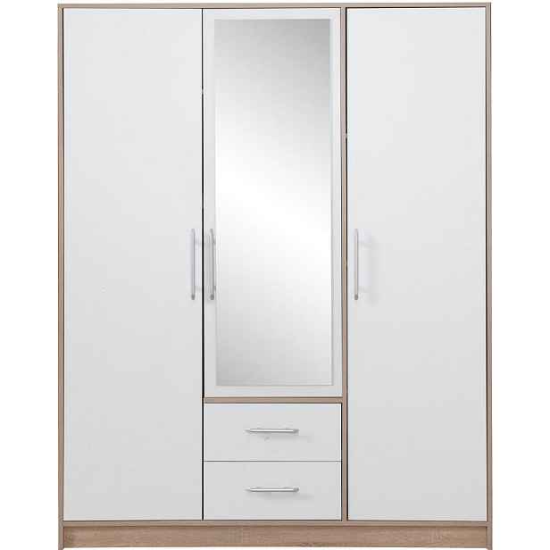 MASSENO ŠATNÍ SKŘÍŇ S OTOČNÝMI DVEŘMI VANO, 150/190/56 cm 3dveřová se zrcadlem, bílá