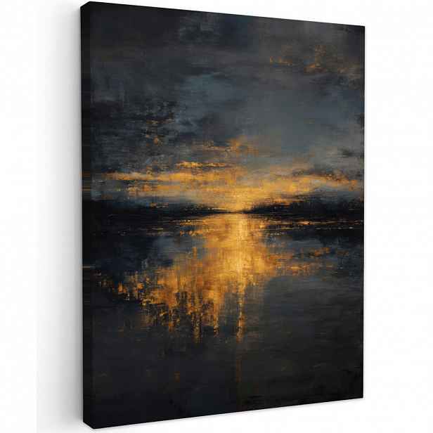 MuchoWow OBRAZ NA PLÁTNĚ Zlatý odraz na vodě 60x80 cm