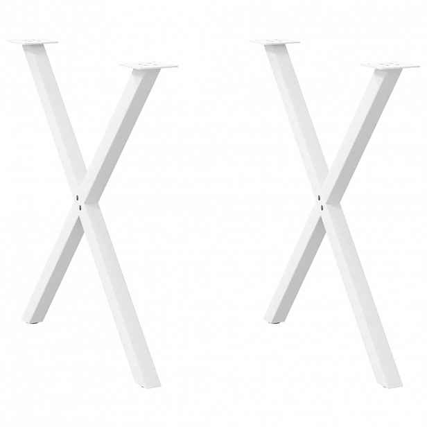 vidaXL Nohy k jídelnímu stolu ve tvaru X, 2 ks, bílé, 70 x (72-73) cm, ocel